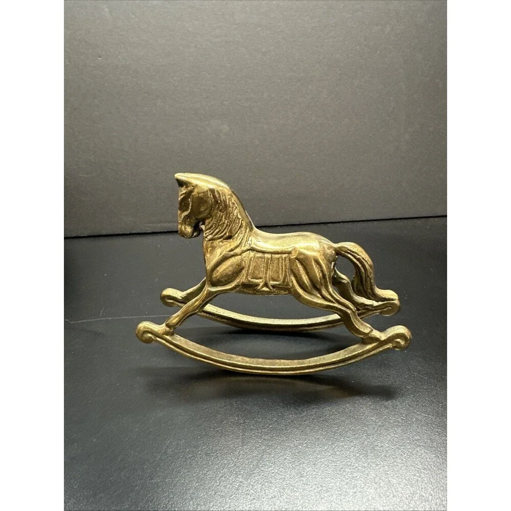 Vintage Brass Rocking Horse Figurine